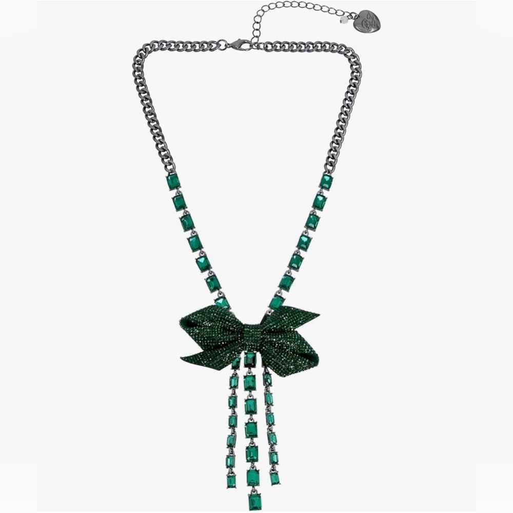 Betsey Johnson Womens Pavé Bow Necklace